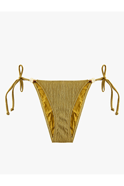 Koton Boncuk Detaylı Yanları Bağlamalı İpli Dokulu Mikro Bikini Altı