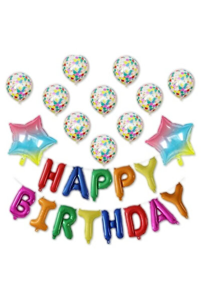 Flippy Happy Birthday Balloon Set with Stars and Confetti, Birthday Party Dec...