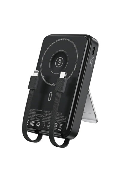 Totu PB-1019 10000 mAh Standlı ve Kendinden Kablolu 20W PD QC 3.0 MagSafe Manyetik Kablosuz Hızlı Şarj Destekli Slim Powerbank