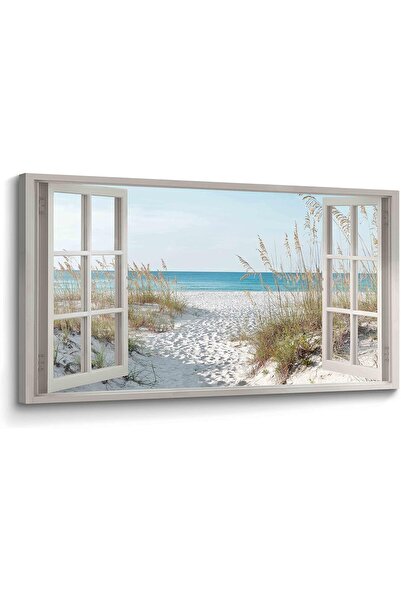 Generic Window Beach Wall Art Prints Modern Large Tropical Coastal Landscape ...