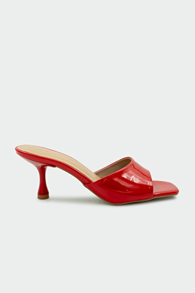 LAMİNTA Perry Blunt Toe Women's Red Patent Leather Heeled Slippers