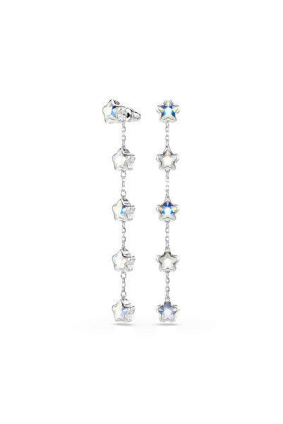 Swarovski Chroma Küpeler, Karışık kesimler, Yıldız, Beyaz, Rodyum kaplama