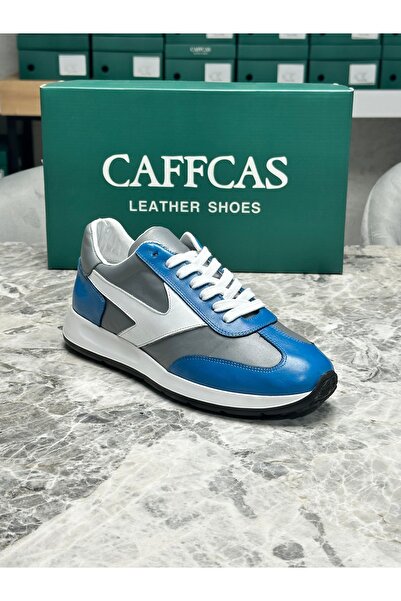 Caffcas Piele naturală Gri Albastru Alb Combinație de pantofi sport casual pe...