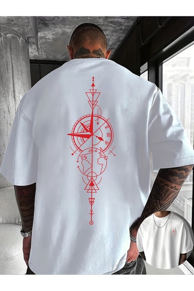 PAVRO Unisex Άνετο T-shirt με μικτό σχέδιο και στάμπα