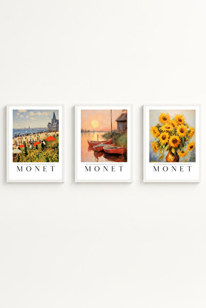 huhuli Set de pictură Claude Monet cu ramă din lemn alb Huhu560