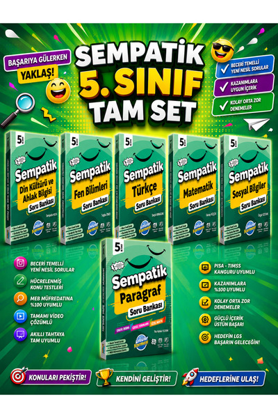 Ünlüler Karması SEMPATİK 5. SINIF TAM SET 7'Lİ SORU BANKASI