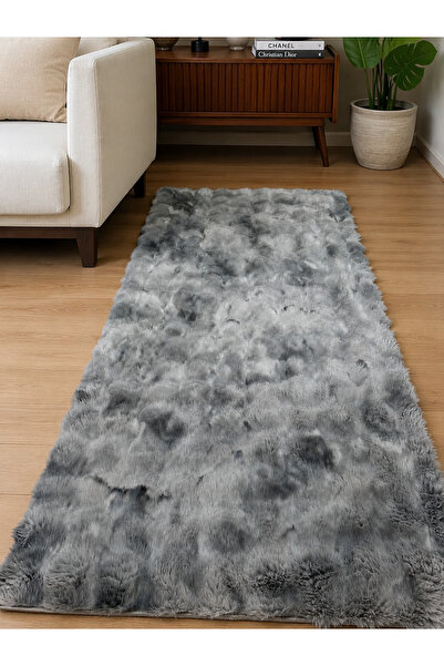 Petek Desen Modern Ev Dekorasyonuna Uygun Multi Gri Peluş Yolluk Paspas