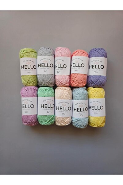 Hello 10 Pieces of Pastel Colors 50 Grams of Cotton Yarn