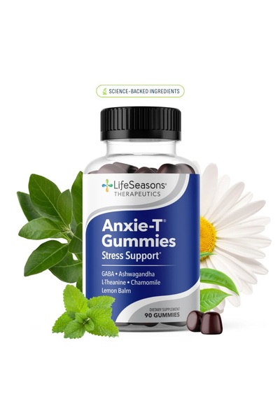 LifeSeasons Anxie-T Gummies Stress Support Gaba+ Ksm 66 + L-theanine + Chamom...