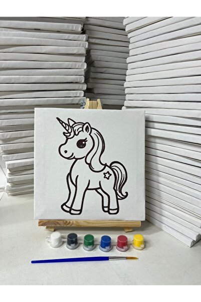 obelleatelier Unicorn figür Boyama Tuvali Seti – 6 Renk Boya ve Fırça Dahil |...