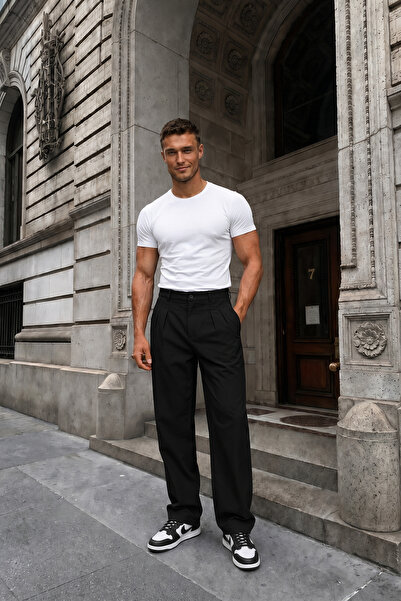 Rule Men's Pleated Baggy Fabric Trousers + Gift Bag