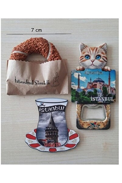 Party Country İstanbul Hatırası Dekoratif Simit Magnet (Çap 8 cm), Cay Bardağ...