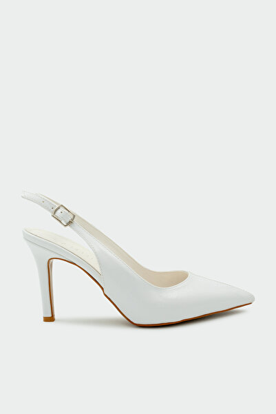 LAMİNTA Orika Women's White Heeled Shoes with Sewing Detail