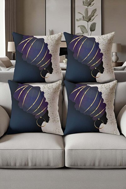Dolce Mariee Digital Printed Soft Textured 4-Piece Throw Pillow Cover Set Krl...