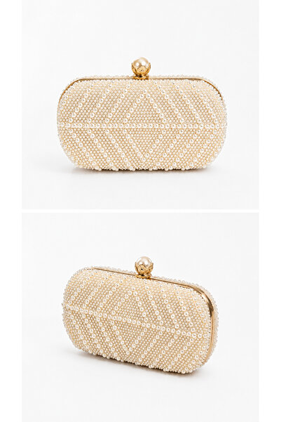 Bags Italia Elegant clutch bag with pearls and gold details