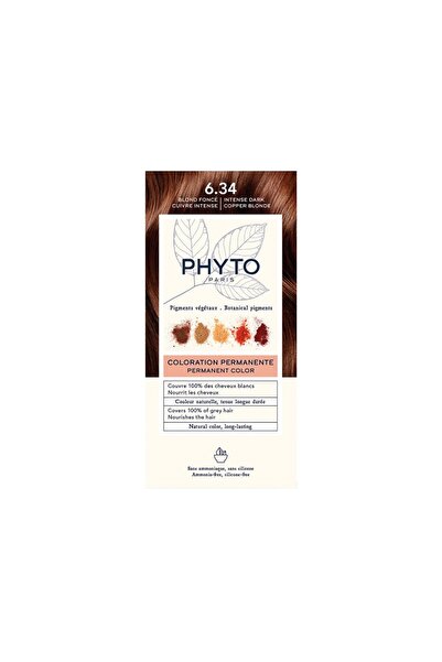 Phyto Κιτ Χρώματος Μόνιμη Βαφή Μαλλιών 6.34 Σκούρο Ξανθό με Έντονους Χάλκινου...