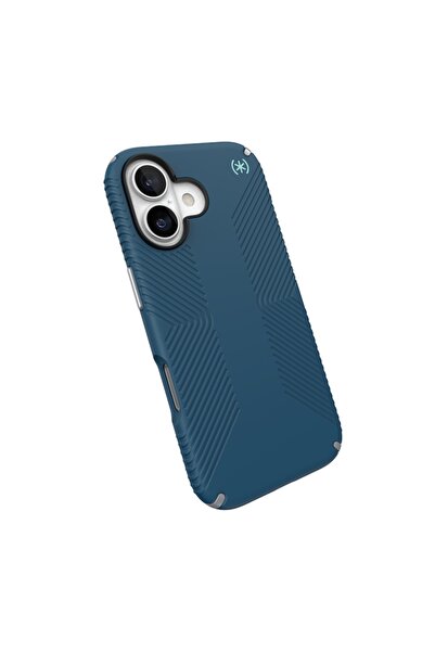 Speck Presidio2 Grip MagSafe - Husă iPhone 17 (Deep Sea/Silver Metallic)