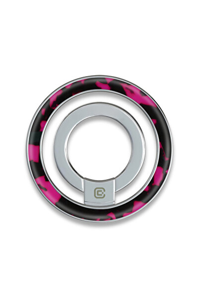 Crong Suport RING Deluxe - Suport magnetic pentru telefon MagSafe (Roz Broasc...