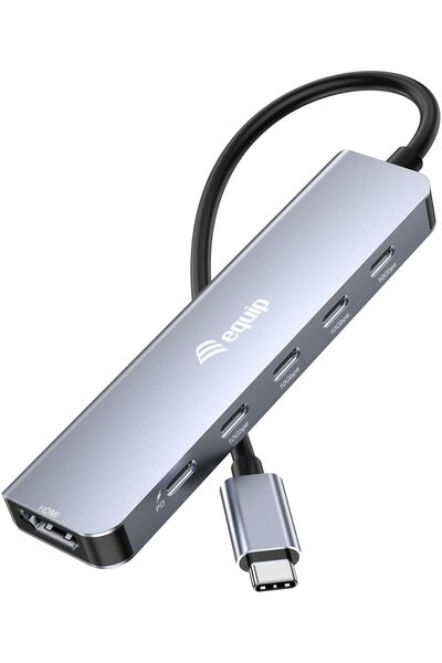 EQUIP Adaptor USB-C la HDMI/3xUSB-C/USB PD 4K/ 60Hz 0.25m Alu.