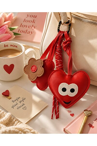 Lexi Bella Valentine's Day Gift Bag Accessory Keychain Red Leather Cute Heart...