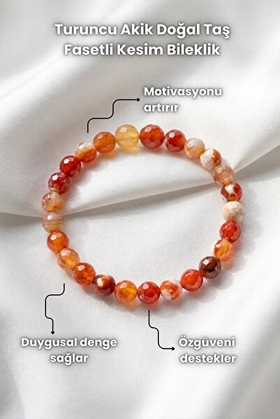 Elifsu Jewelry أساور مقطوعة من الأحجار الطبيعية: عقيق برتقالي، عقيق أخضر، عقي...