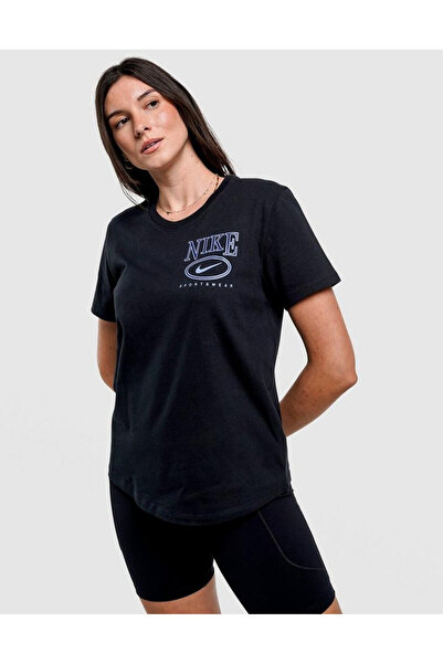 Nike Clup Tee Pamuklu Kadın Siyah Tişört