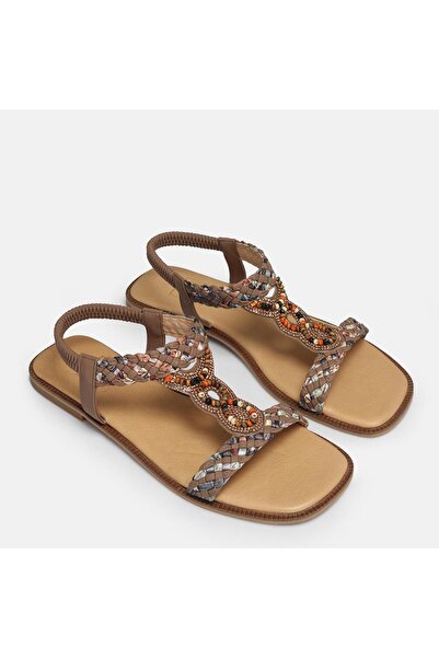 37Numara Large Size Women's Genuine Leather Sandals 41-42-43-44-Mink