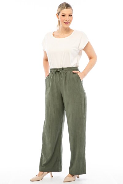 Symirna Women's Tencel Fabric Plus Size Wide Leg Pants