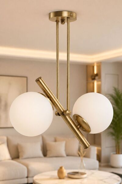 VENON VENA 2.Lİ ESKİTME GÖVDE ✨ BEYAZ GLOP CAMLI ✨ Modern Avize Oturma Odası ...