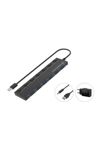CONCEPTRONIC Hub cu 7 porturi USB-A 3.0 -> 7x A3.2 Gen1/DC cu alimentare la r...