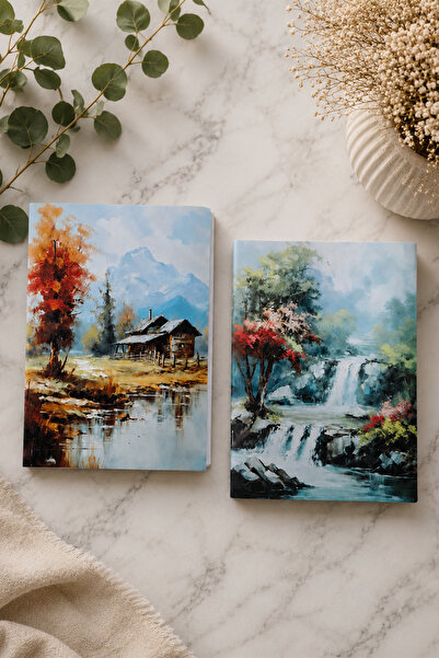 giftkonsept Nature-Scenic Waterfall and Mountain Themed Double Unlined Notebo...