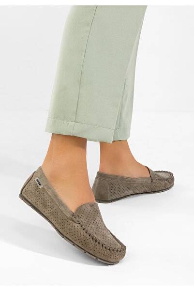 B T Shoes Mocasini dama piele Sareia kaki