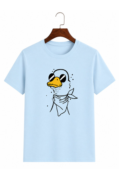 VODEXA Unisex Oversize T-Shirt Duck with Scarf Printed 100% Cotton T-Shirt Co...