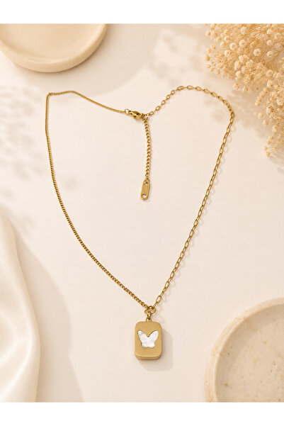 Archhazel Jewelery Butterfly Detailed Steel Necklace