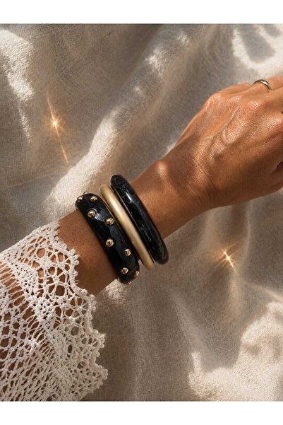 Mope Accessories Bangle Premium Black Gold Bracelet Combination