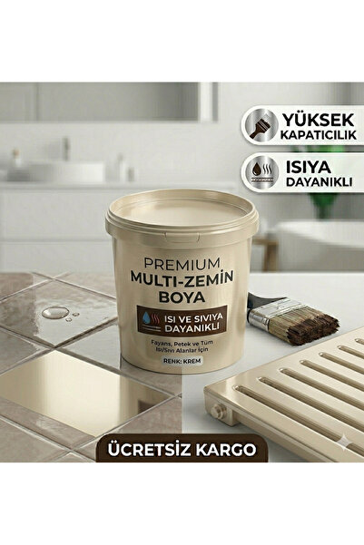 caxcolors Premium Multi Zemin Boyası 1 LT + Fayans - Petek Boyama Seti Hediye