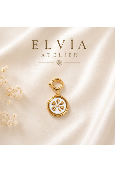 Elvia Atelier Charm Ucu Kolye ve Bileklik Ucu Beyaz Yonca