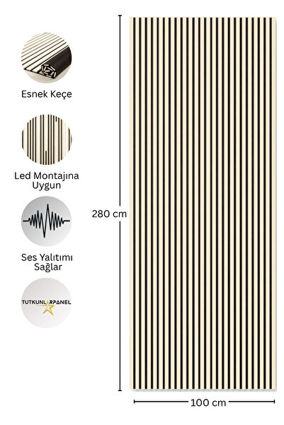 TUTKUNLAR PANEL Akustik Duvar Paneli Çıtalı MDF Ahşap Ses Yalıtımlı Dekoratif...