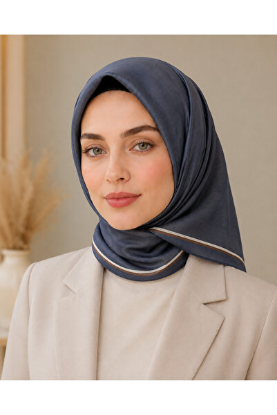 Luvina Giyim وشاح لوفينا ناعم بلون أنثراسايت/بني إكرو مع تفاصيل خطية