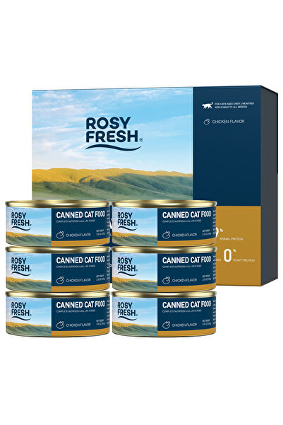 ROSY FRESH طعام القطط المعلب، تغذية كاملة لجميع مراحل الحياة، بنكهة الدجاج، 1...