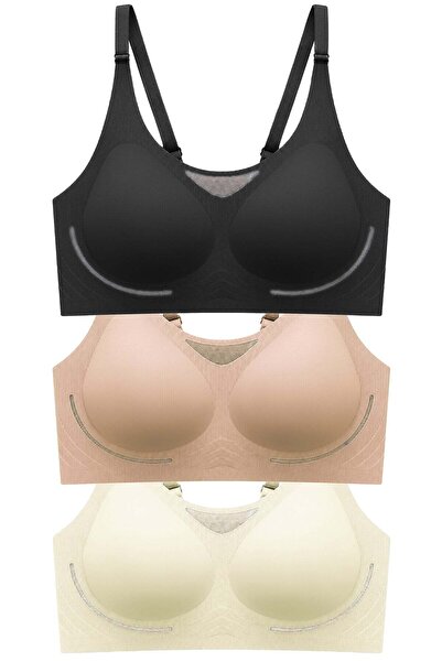 Cottonhill Seamless Bra - Oatmeal |   Laser Cut Wire-Free Textured Tulle Deta...