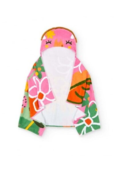 Tuc Tuc Children's Print Detailed Poncho Towel Pink