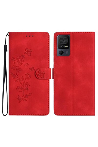 sscase Butterfly Flower Θήκη Πορτοφόλι Red (TCL 40 SE)