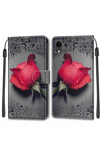 sscase Water and Roses Θήκη Πορτοφόλι Black Water Rose (Apple iPhone Xr)