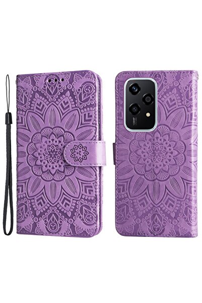 sscase Embossed Sunflower Θήκη Πορτοφόλι Purple (Honor 200 Lite 5G)