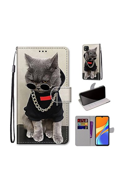 sscase Coloured Drawing Cross Θήκη Πορτοφόλι Golden Chain Grey Cat (Xiaomi Re...