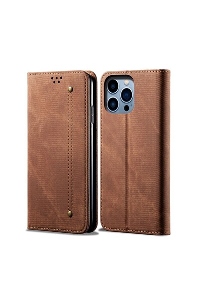 sscase Denim Texture Θήκη Βιβλίο Brown (Apple iPhone 14 Pro Max)