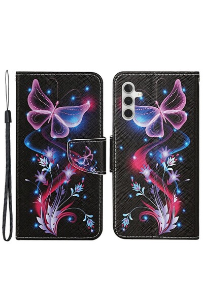sscase Colored Drawing Θήκη Πορτοφόλι Fluorescent Butterflies (Samsung Galaxy...