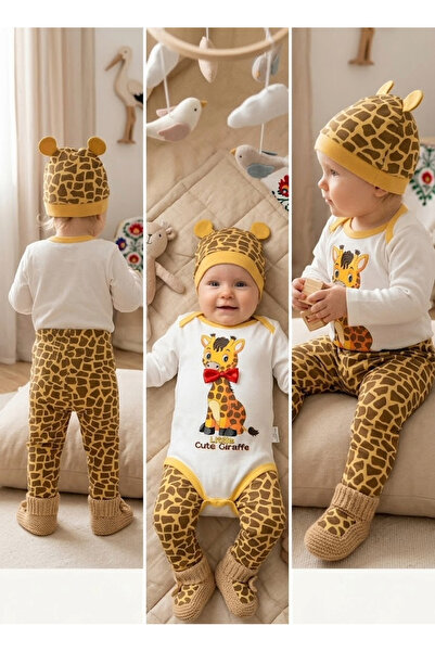 meyastore Baby 3-Piece Set with Giraffe Print