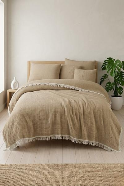 Valmia Home Valmia Double 4-Layer Muslin Bedspread 220X230 cm Buldan Handmade...